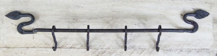 Cottingham - Hook Rail Leaf Design - Handforged Black Wax
