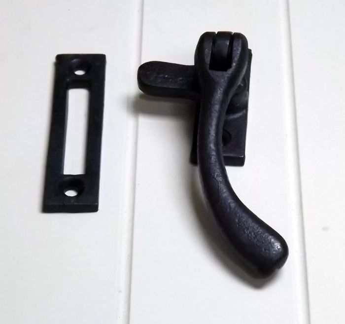 Dartington Steel Window Fastener Pear Drop with Mortice Plate Unlockable - Beeswaxed