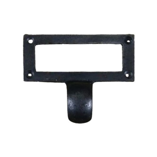 Cottingham - Library Cup Handle with Label Frame - Antique Iron