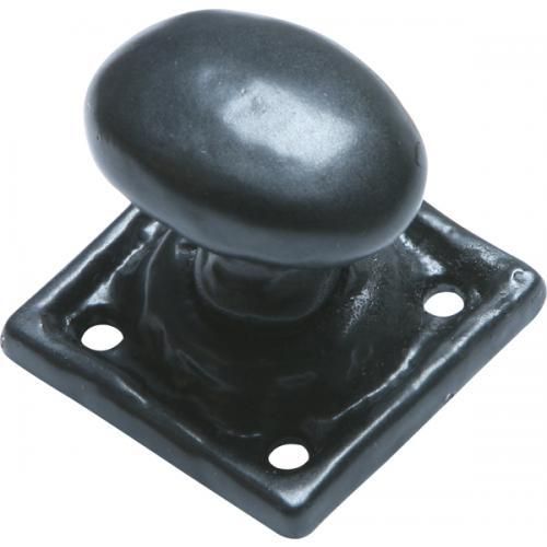 Kirkpatrick Oval Cupboard Knob On Square Plate - Black Antique - 36mm