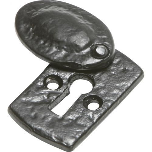 Kirkpatrick Rectangular Escutcheon Keyhole Cover - Black Antique - Standard Profile