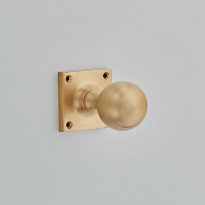 Croft Hardware Ball Mortice Door Knob on Square Rose - Pair