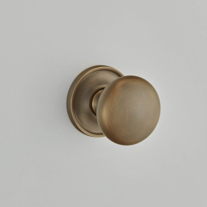 Croft Hardware Cushion Mortice Door Knob on Covered Rose - Pair