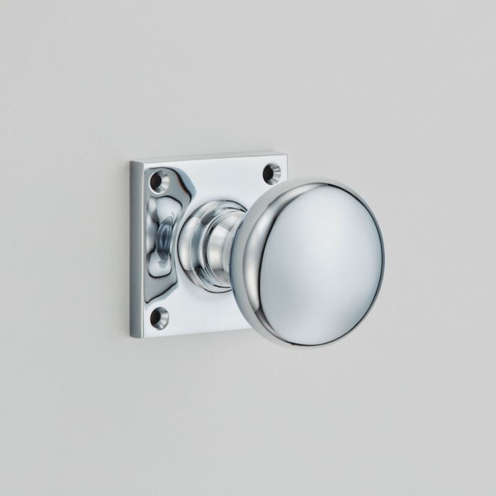 Croft Hardware Cushion Mortice Door Knob on Square Rose - Pair