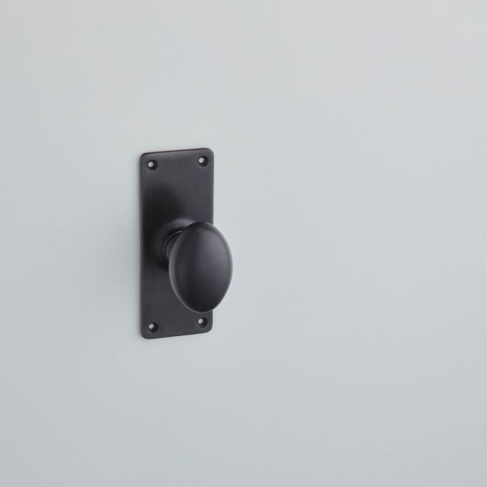 Croft Hardware Oval School Board Door Knob on Backplate - Pair