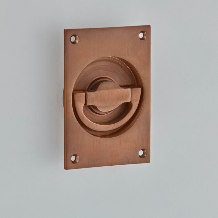 Croft Hardware Flush Latch Ring Handle on Short Backplate