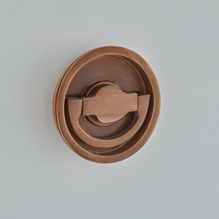Croft Hardware Flush Ring Latch Handle on Round Backplate