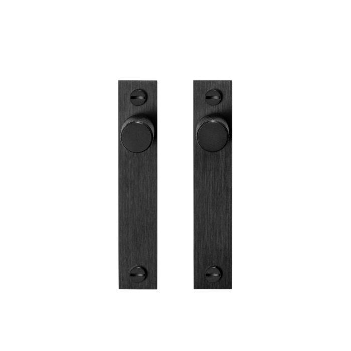 Buster and Punch - Cross Cupboard Knob on Backplate - Black - Pair