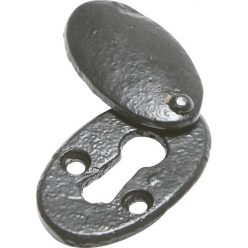 Kirkpatrick Oval Escutcheon Keyhole Cover - Smooth Black - Standard Profile