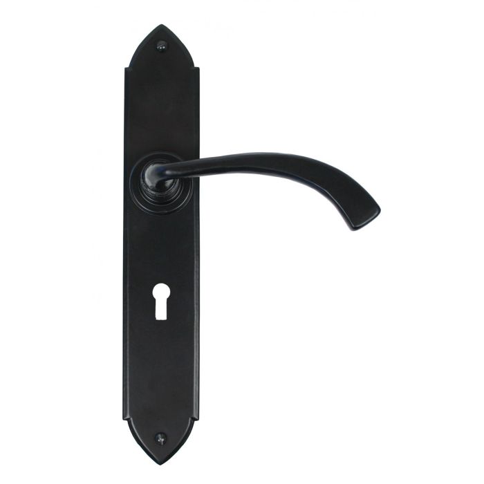 From The Anvil Gothic Curved Door Handle on Backplate - Pair