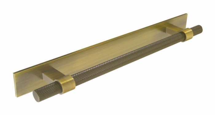 Second Nature 1909 Knurled Cupboard Handle on Rectangular Backplate