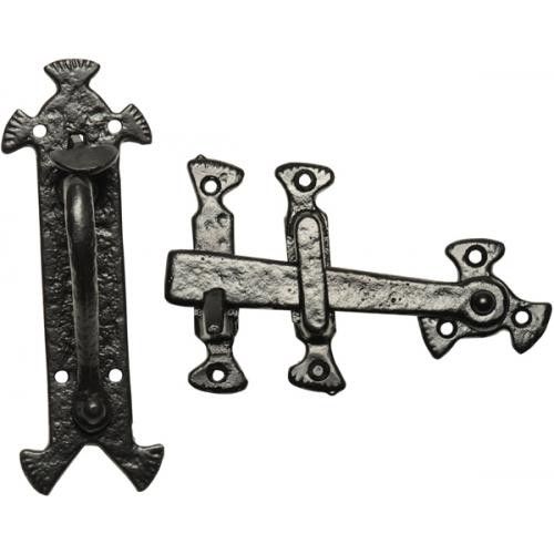 Kirkpatrick Patterned Handle Thumb Latch - Black Antique - 7