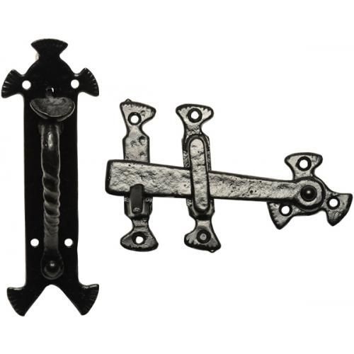Kirkpatrick Patterned Handle Thumb Latch - Black Antique - 7