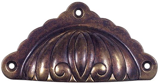 Armac Martin - Drawer Pull Scollop Design - Antique Brass - Centres 83mm