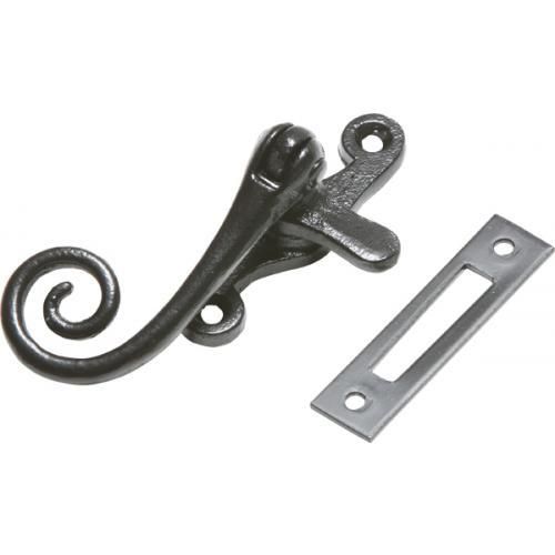 Kirkpatrick Monkeytail Casement Fastener - Black Antique Smooth - Mortice Plate