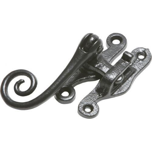 Kirkpartick Monkey Tail Casement Fastener - Black Antique Smooth - Hook Plate