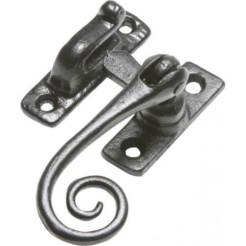 Kirkpatrick Monkey Tail Casement Fastener - Black Antique Smooth - Hook Plate