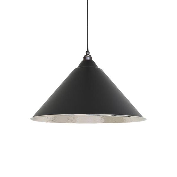 From The Anvil - Hammered Nickel Hockley Pendant - Elan Black