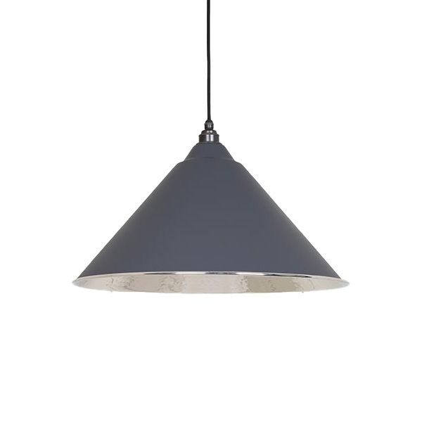 From The Anvil - Hammered Nickel Hockley Pendant - Slate
