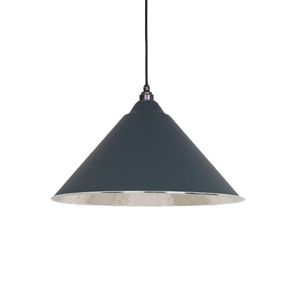 From The Anvil - Hammered Nickel Hockley Pendant - Soot