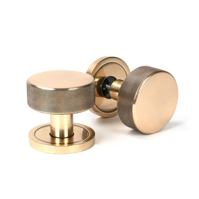 From The Anvil Brompton Mortice/Rim Door Knob on Plain Rose - Pair
