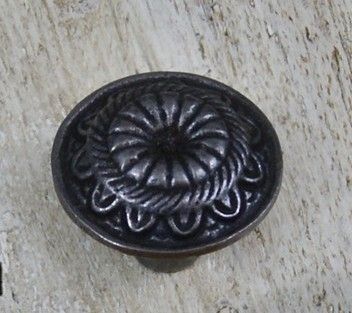 Cottingham - Round Ornate Cupboard Knob - Antique Iron