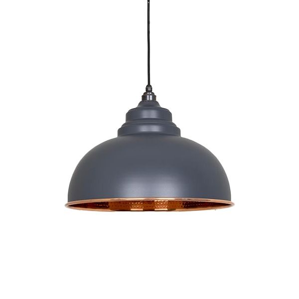 From The Anvil - Hammered Copper Harborne Pendant - Slate