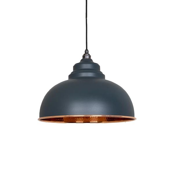 From The Anvil - Hammered Copper Harborne Pendant - Soot