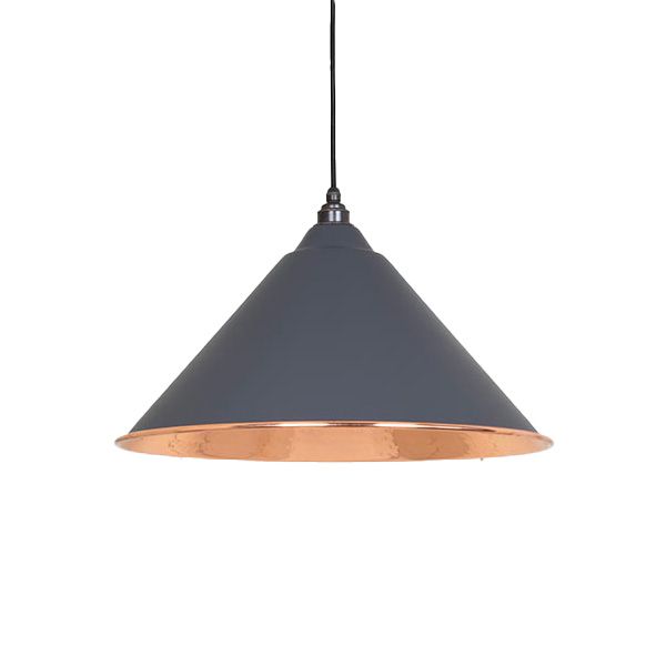 From The Anvil - Hammered Copper Hockley Pendant - Slate