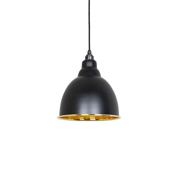 From The Anvil - Hammered Brass Brindley Pendant - Elan Black