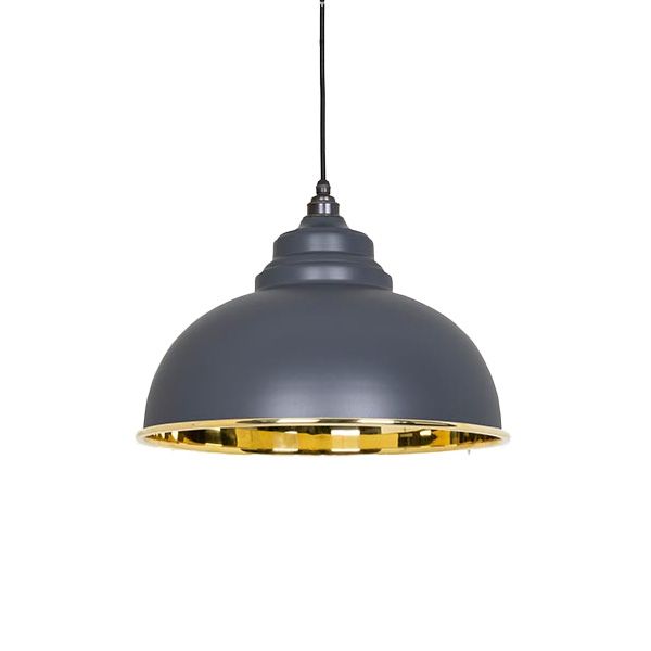 From The Anvil - Smooth Brass Harborne Pendant - Slate
