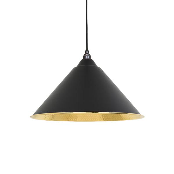 From The Anvil - Hammered Brass Hockley Pendant - Elan Black