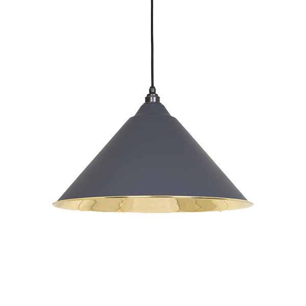 From The Anvil - Smooth Brass Hockley Pendant - Slate