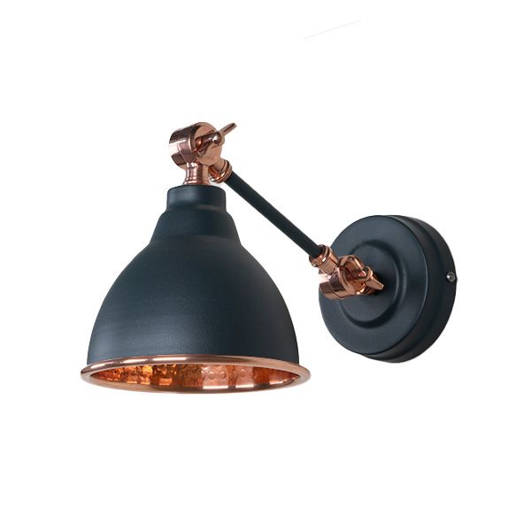 From The Anvil - Hammered Copper Brindley Wall Light - Soot
