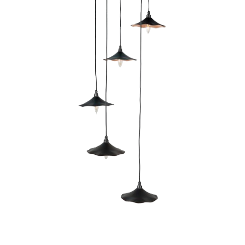 From The Anvil - Smooth Copper Flora Cluster Pendant - Elan Black