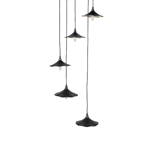 From The Anvil - Smooth Nickel Flora Cluster Pendant - Elan Black
