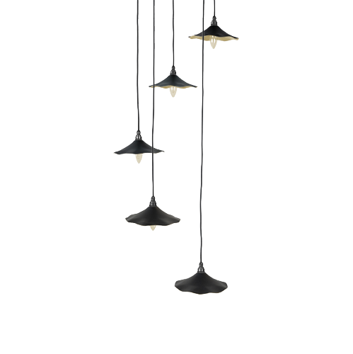 From The Anvil - Smooth Brass Flora Cluster Pendant - Elan Black