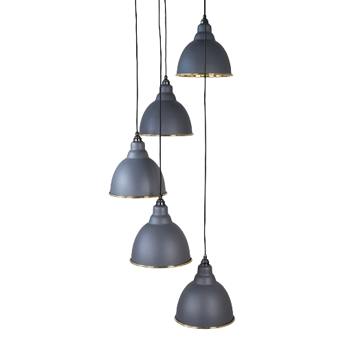 From The Anvil - Hammered Brass Brindley Cluster Pendant - Slate
