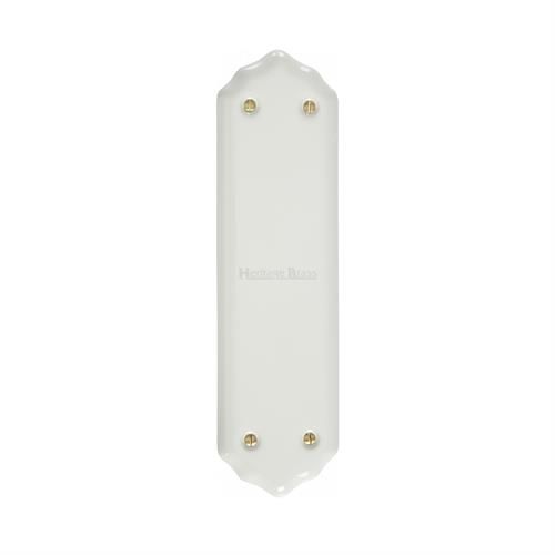 M.Marcus Heritage Brass Plain White Porcelain Shaped Finger Plate