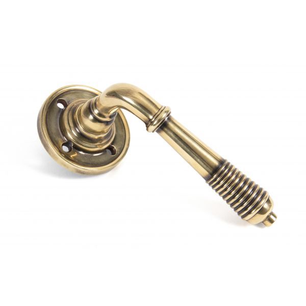 From The Anvil Reeded Door Handle on Rose - Pair