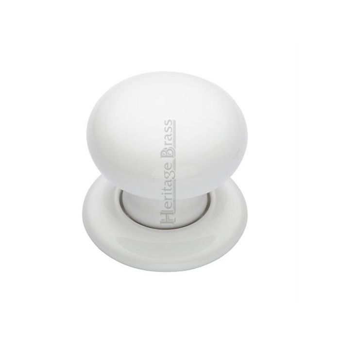 M.Marcus - Heritage Brass Plain White Porcelain Mortice Door Knob - Porcelain Rose - Pair