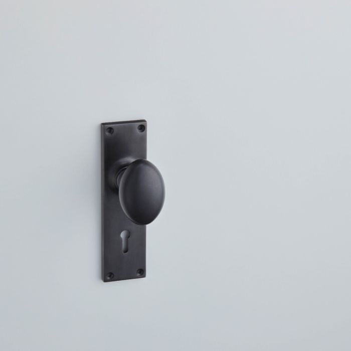 Croft Hardware Oval Door Knob on Backplate - Pair