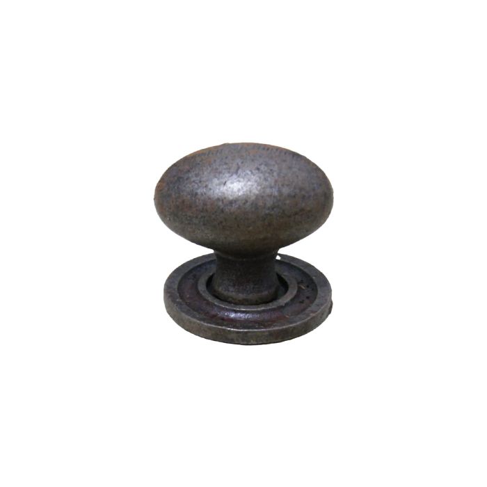 Cottingham - Oval Cupboard Knob with Backplate - Antique Iron