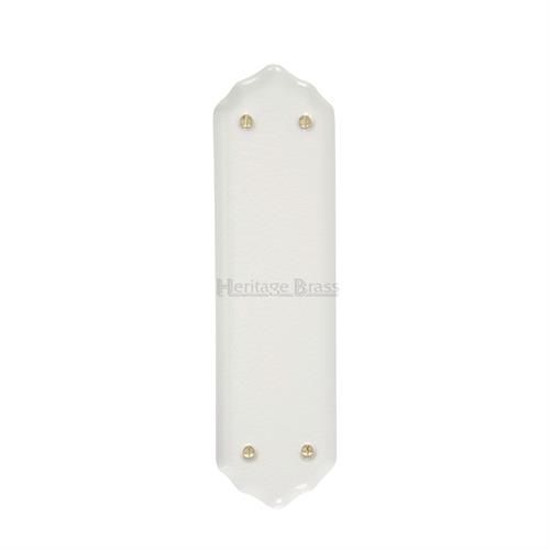 M.Marcus Heritage Brass White Crackle Porcelain Shaped Finger Plate