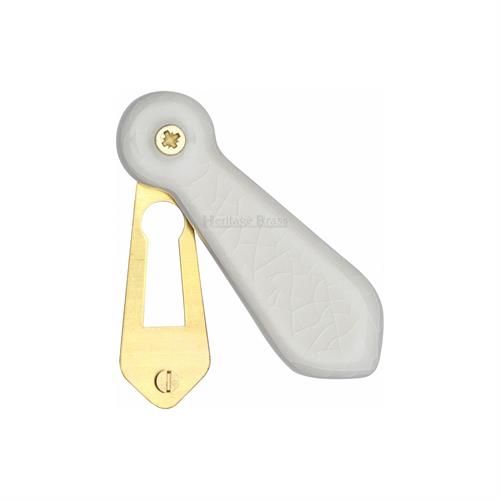 M.Marcus - Heritage Brass Standard White Crackle Covered Escutcheon - Porcelain 