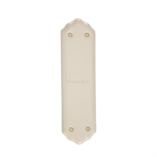 M.Marcus Heritage Brass Cream Crackle Porcelain Shaped Finger Plate