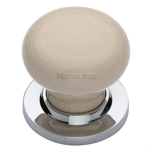 M.Marcus Heritage Brass Cream Crackle Mortice Door Knob on Metal Rose - Pair