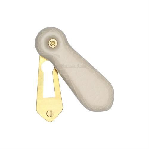 M.Marcus - Heritage Brass Standard Cream Crackle Covered Escutcheon - Porcelain 