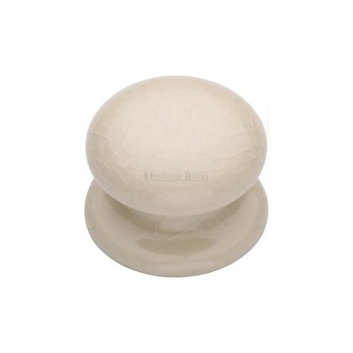 M.Marcus Heritage Brass Cream Crackle Porcelain Cupboard Knob