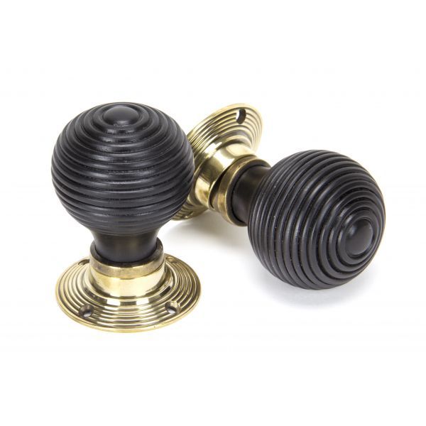 From The Anvil Ebony Wood Beehive Mortice/Rim Door Knob - Pair